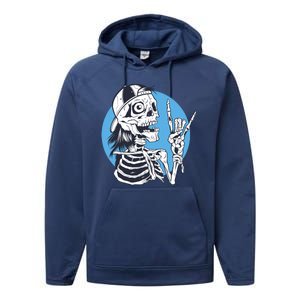 Skeleton Rock And Roll Cartoon Performance Fleece Hoodie