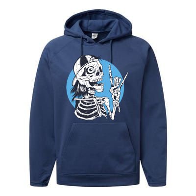 Skeleton Rock And Roll Cartoon Performance Fleece Hoodie