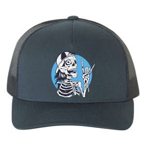 Skeleton Rock And Roll Cartoon Yupoong Adult 5-Panel Trucker Hat