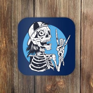 Skeleton Rock And Roll Cartoon Coaster