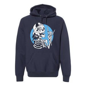 Skeleton Rock And Roll Cartoon Premium Hoodie