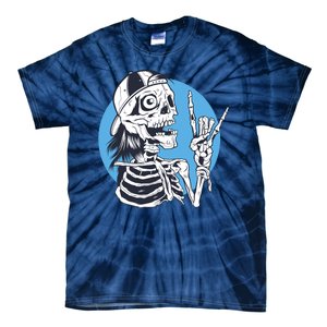 Skeleton Rock And Roll Cartoon Tie-Dye T-Shirt