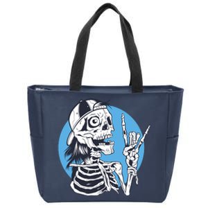 Skeleton Rock And Roll Cartoon Zip Tote Bag