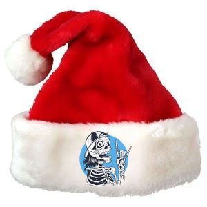 Skeleton Rock And Roll Cartoon Premium Christmas Santa Hat