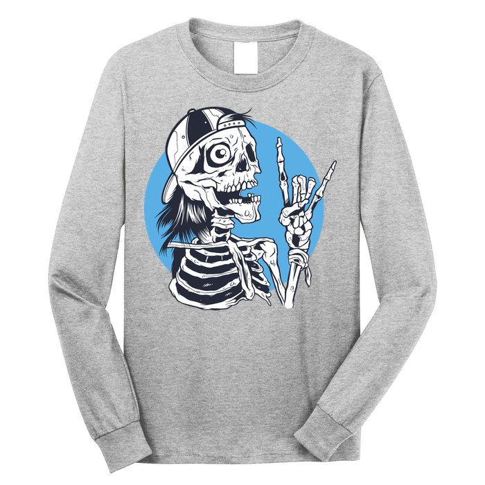 Skeleton Rock And Roll Cartoon Long Sleeve Shirt