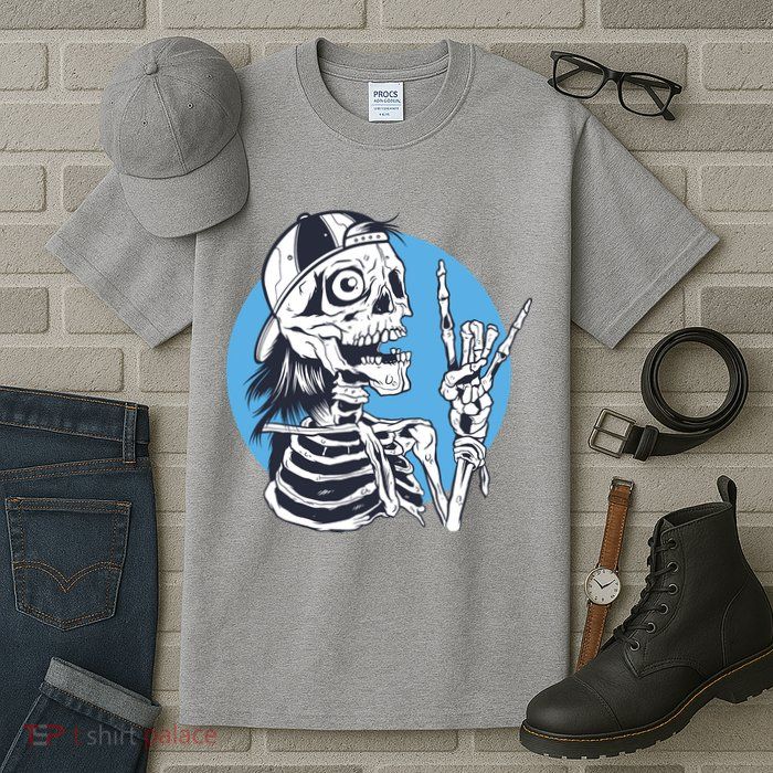 Skeleton Rock And Roll Cartoon Tall T-Shirt