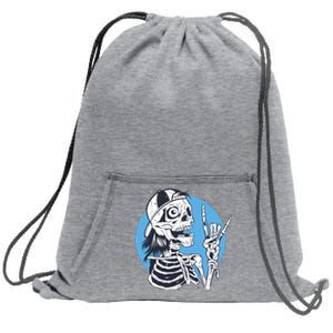 Skeleton Rock And Roll Cartoon Sweatshirt Cinch Pack Bag