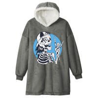 Skeleton Rock And Roll Cartoon Hooded Wearable Blanket