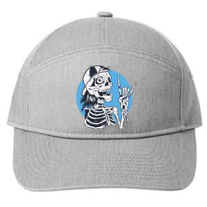 Skeleton Rock And Roll Cartoon 7-Panel Snapback Hat