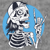 Skeleton Rock And Roll Cartoon 7-Panel Snapback Hat