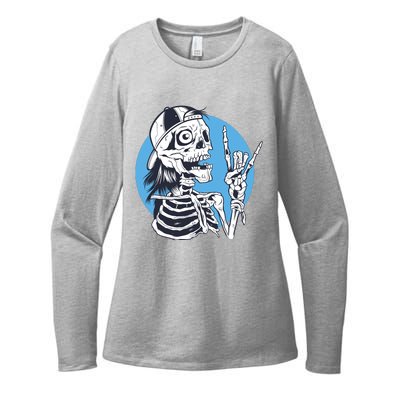 Skeleton Rock And Roll Cartoon Womens CVC Long Sleeve Shirt