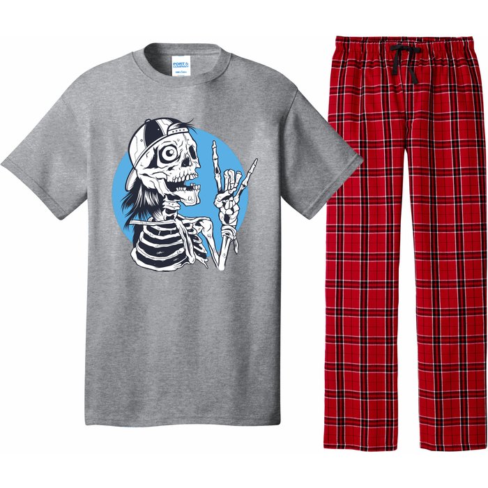 Skeleton Rock And Roll Cartoon Pajama Set