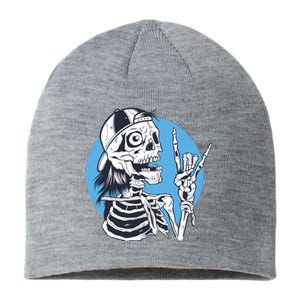 Skeleton Rock And Roll Cartoon Sustainable Beanie