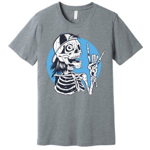 Skeleton Rock And Roll Cartoon Premium T-Shirt