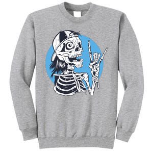 Skeleton Rock And Roll Cartoon Tall Sweatshirt