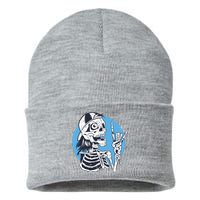 Skeleton Rock And Roll Cartoon Sustainable Knit Beanie