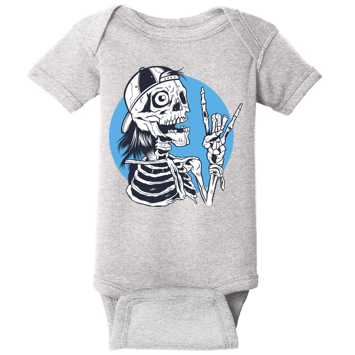 Skeleton Rock And Roll Cartoon Baby Bodysuit