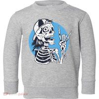Skeleton Rock And Roll Cartoon Toddler Sweatshirt