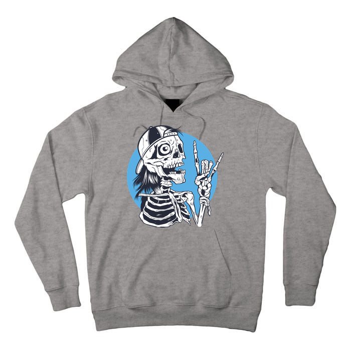 Skeleton Rock And Roll Cartoon Tall Hoodie