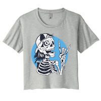 Skeleton Rock And Roll Cartoon Crop Top