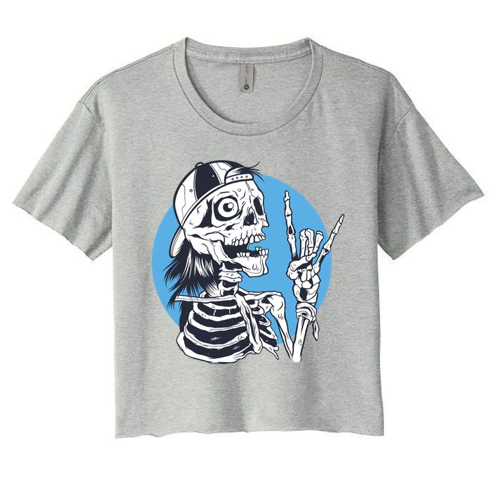 Skeleton Rock And Roll Cartoon Crop Top