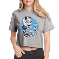 Skeleton Rock And Roll Cartoon Crop Top