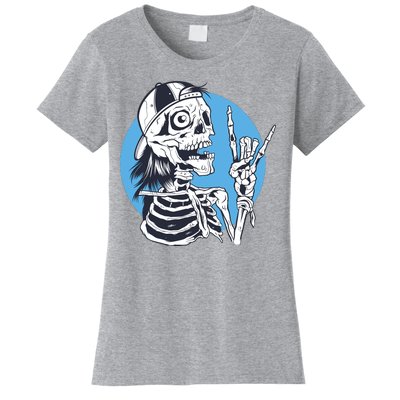 Skeleton Rock And Roll Cartoon Women's T-Shirt