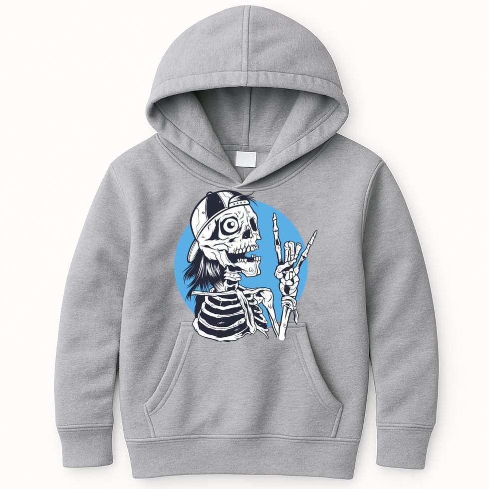 Skeleton Rock And Roll Cartoon Kids Hoodie