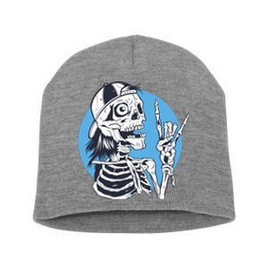 Skeleton Rock And Roll Cartoon Short Acrylic Beanie