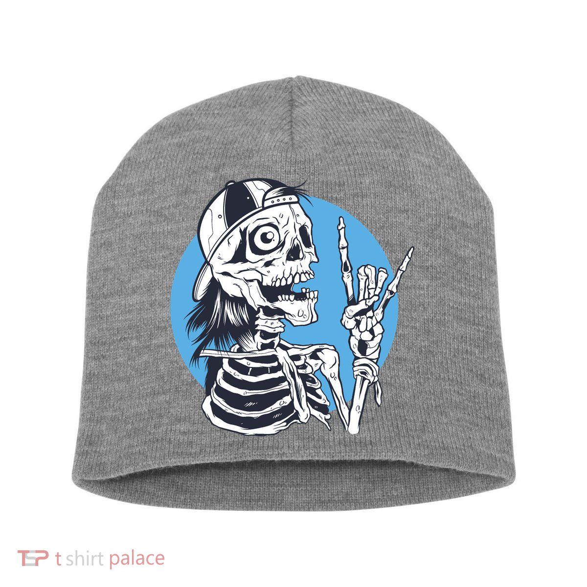Skeleton Rock And Roll Cartoon Short Acrylic Beanie