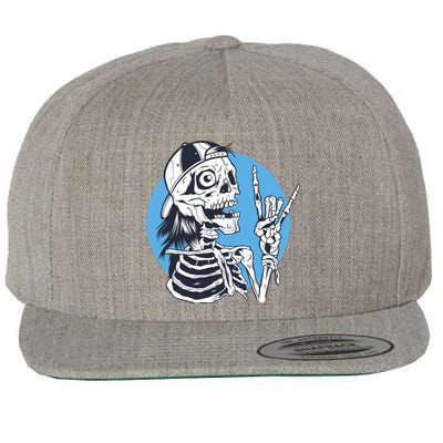 Skeleton Rock And Roll Cartoon Wool Snapback Cap