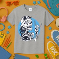 Skeleton Rock And Roll Cartoon Kids T-Shirt