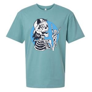 Skeleton Rock And Roll Cartoon Sueded Cloud Jersey T-Shirt