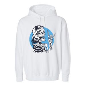 Skeleton Rock And Roll Cartoon Garment-Dyed Fleece Hoodie