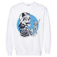 Skeleton Rock And Roll Cartoon Garment-Dyed Sweatshirt