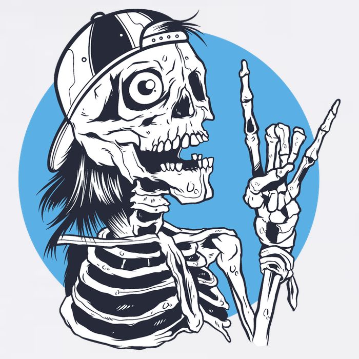 Skeleton Rock And Roll Cartoon Garment-Dyed Sweatshirt