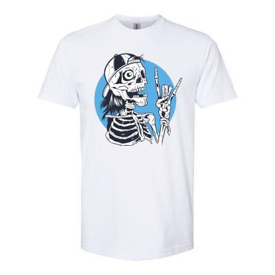 Skeleton Rock And Roll Cartoon Softstyle® CVC T-Shirt