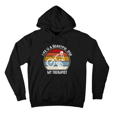 Skeleton Riding A Bicycle Life Is A Beautiful Bicycling Hoodie