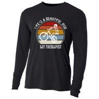 Skeleton Riding A Bicycle Life Is A Beautiful Bicycling Cooling Performance Long Sleeve Crew