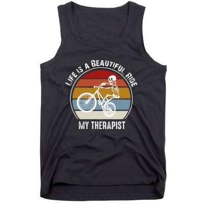 Skeleton Riding A Bicycle Life Is A Beautiful Bicycling Tank Top