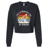 Skeleton Riding A Bicycle Life Is A Beautiful Bicycling Cropped Pullover Crew