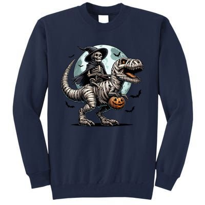 Skeleton Riding A Mummy Dinosaur Trex Tall Sweatshirt