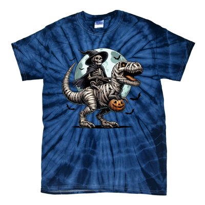 Skeleton Riding A Mummy Dinosaur Trex Tie-Dye T-Shirt