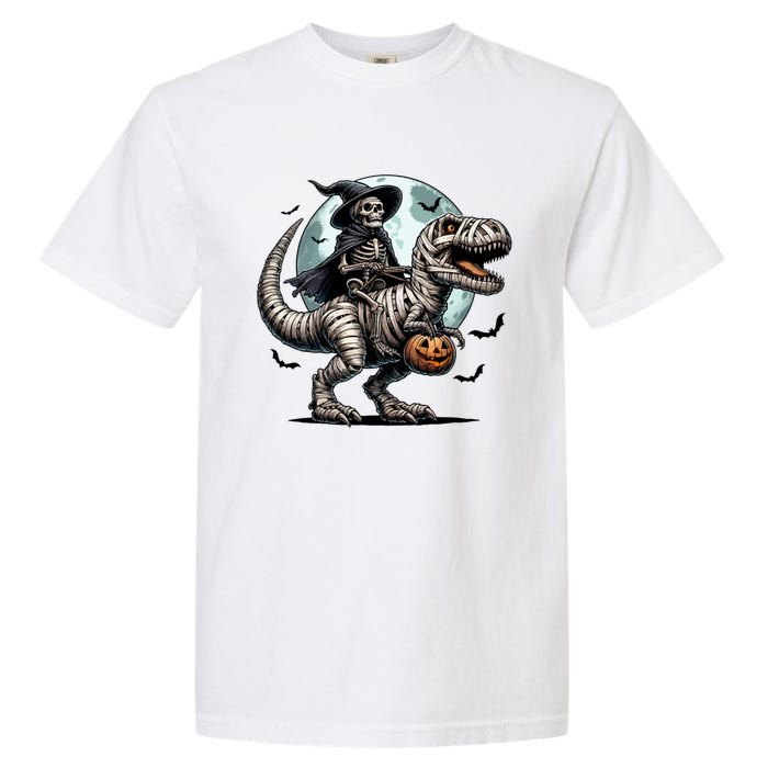 Skeleton Riding A Mummy Dinosaur Trex Garment-Dyed Heavyweight T-Shirt