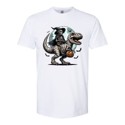 Skeleton Riding A Mummy Dinosaur Trex Softstyle CVC T-Shirt