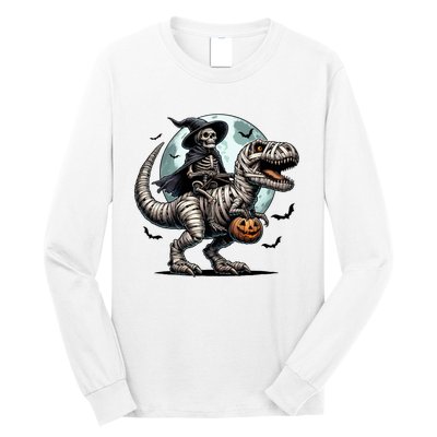 Skeleton Riding A Mummy Dinosaur Trex Long Sleeve Shirt