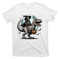 Skeleton Riding A Mummy Dinosaur Trex T-Shirt