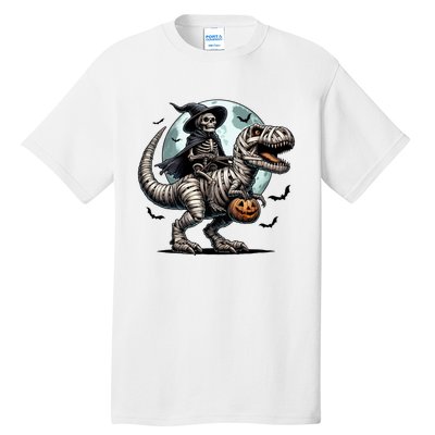 Skeleton Riding A Mummy Dinosaur Trex Tall T-Shirt