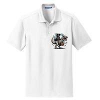 Skeleton Riding A Mummy Dinosaur Trex Dry Zone Grid Polo