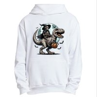 Skeleton Riding A Mummy Dinosaur Trex Urban Pullover Hoodie